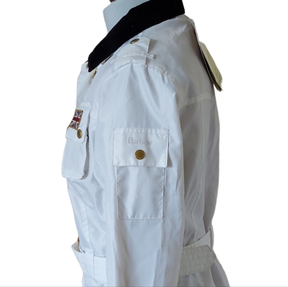 BNWT Barbour Womens White Rain Jacket UK Size 12 Lightweight Union Jack Lining. - Picture 5 of 16